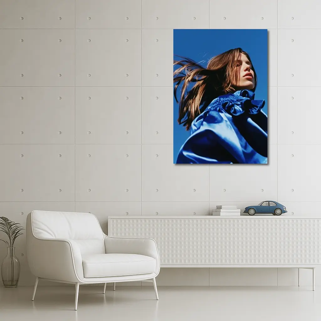 Young Woman Blue Outfit Clear Sky – Wall Art