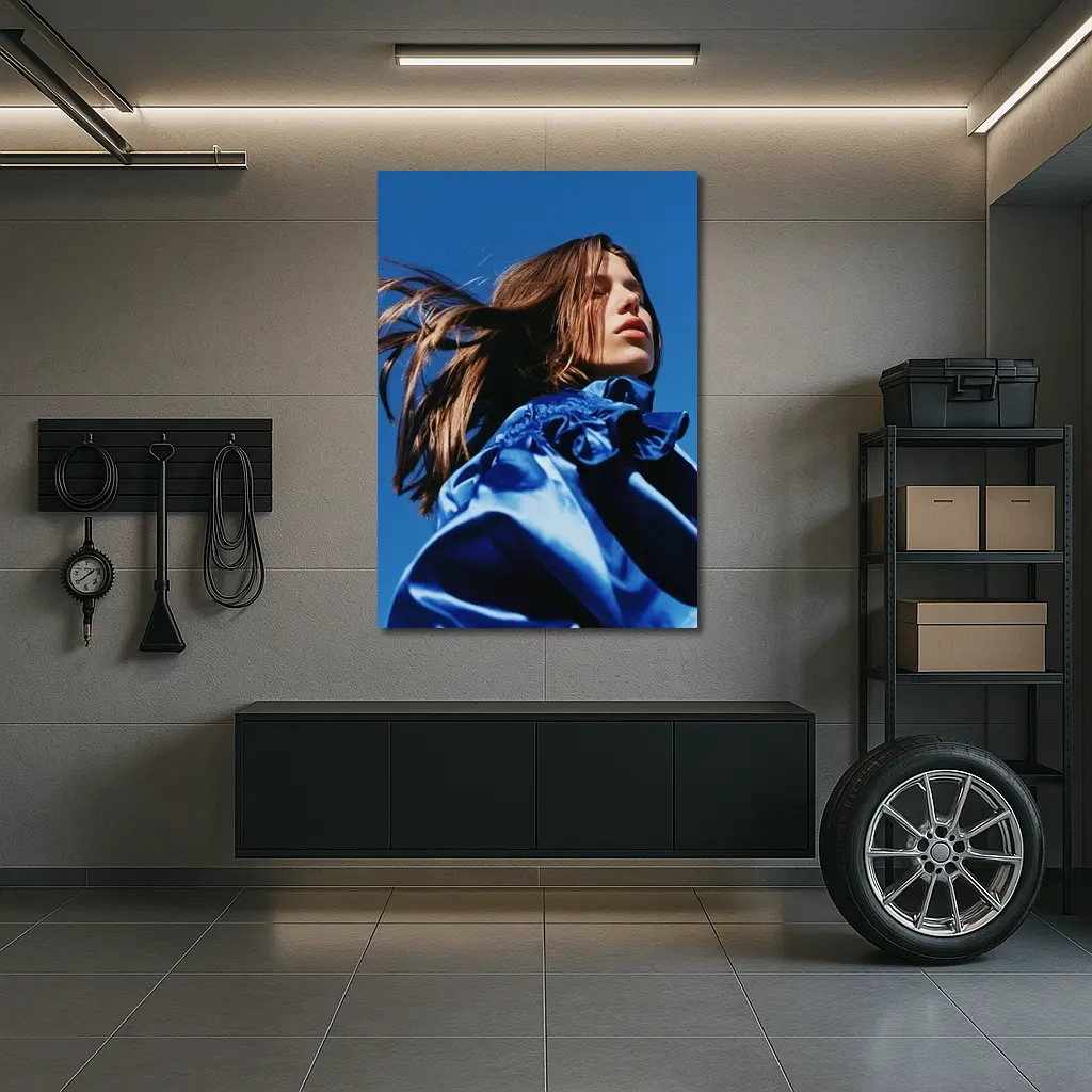 Young Woman Blue Outfit Clear Sky – Wall Art