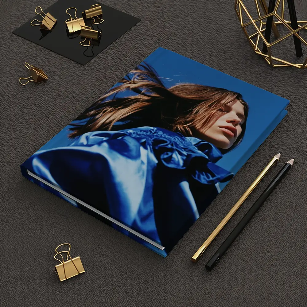Young Woman Blue Outfit Clear Sky – Notebooks