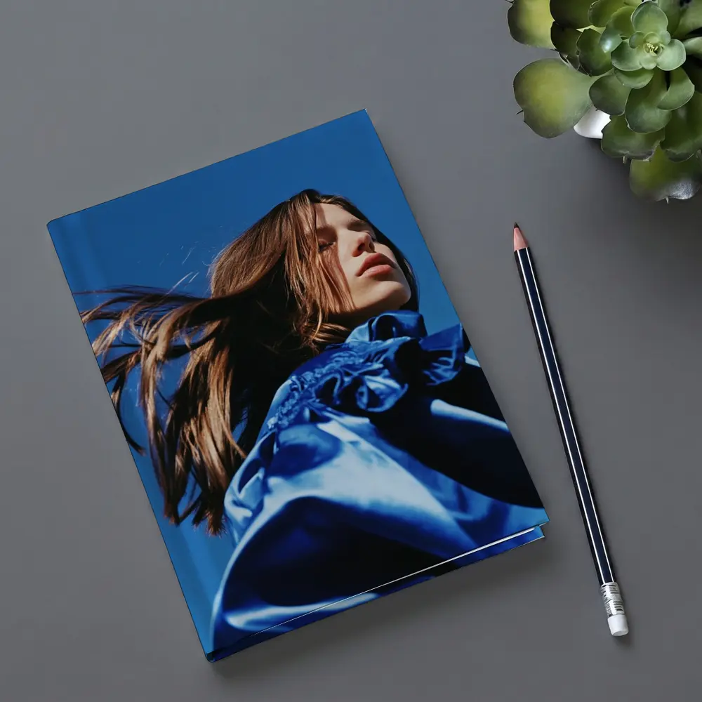Young Woman Blue Outfit Clear Sky – Notebooks