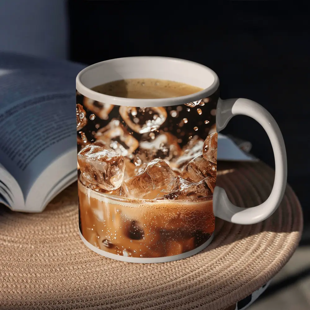Iced Coffee Glass Ice Cubes Dark Background – Mugs