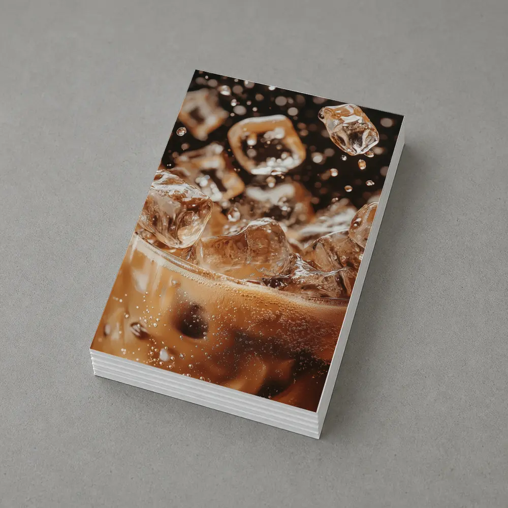 Iced Coffee Glass Ice Cubes Dark Background – Postcards