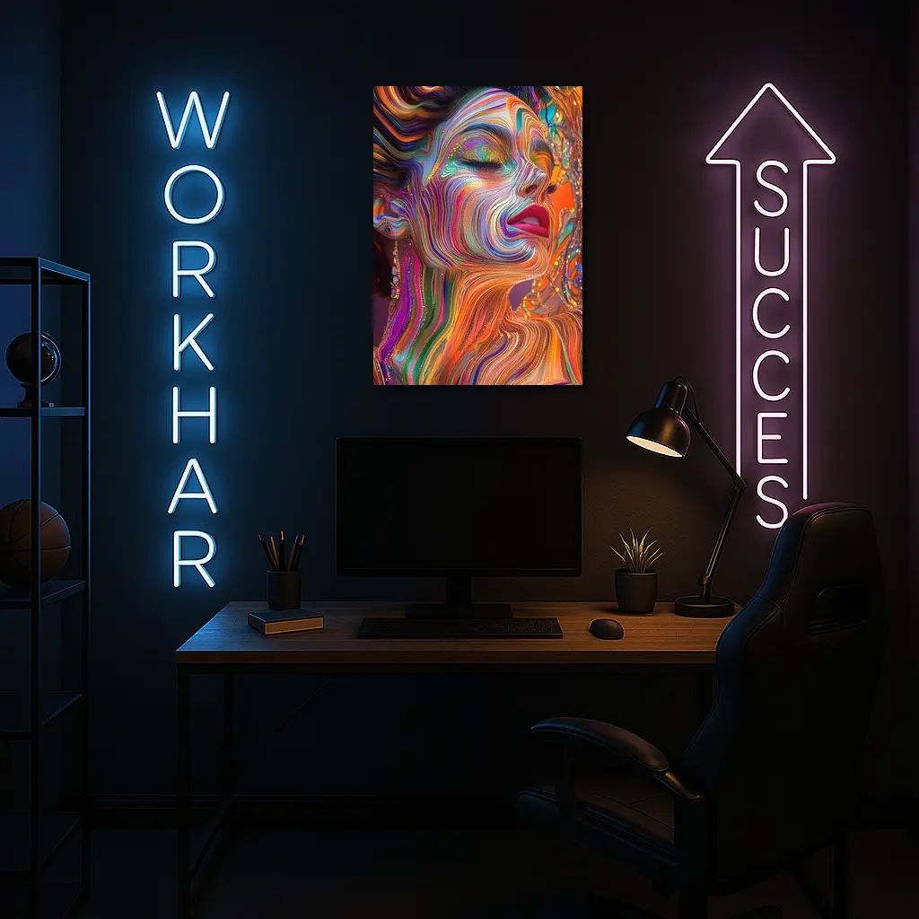Colorful Swirling Paint Woman Face Art – Wall Art