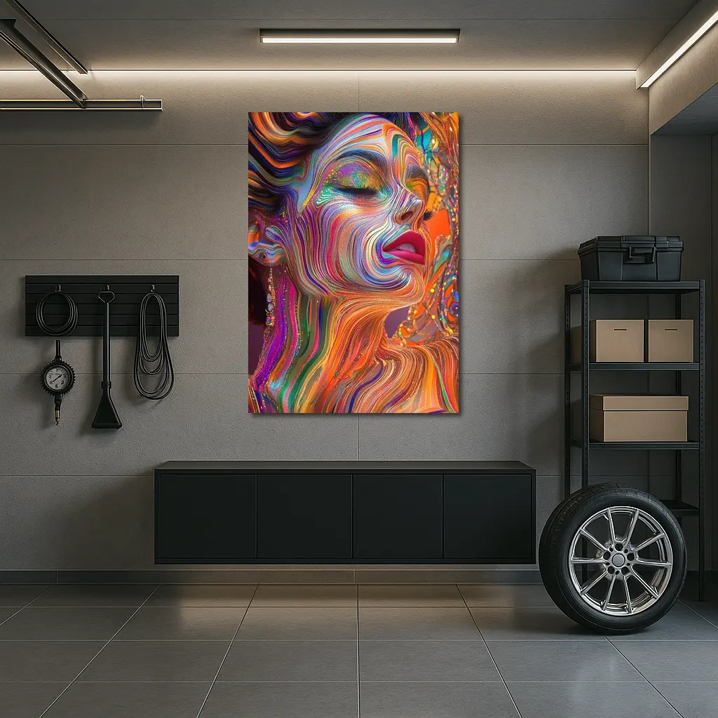 Colorful Swirling Paint Woman Face Art – Wall Art