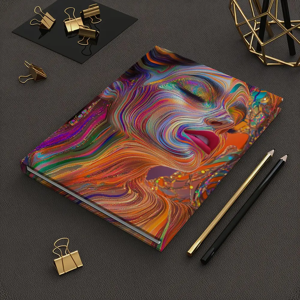 Colorful Swirling Paint Woman Face Art – Notebooks