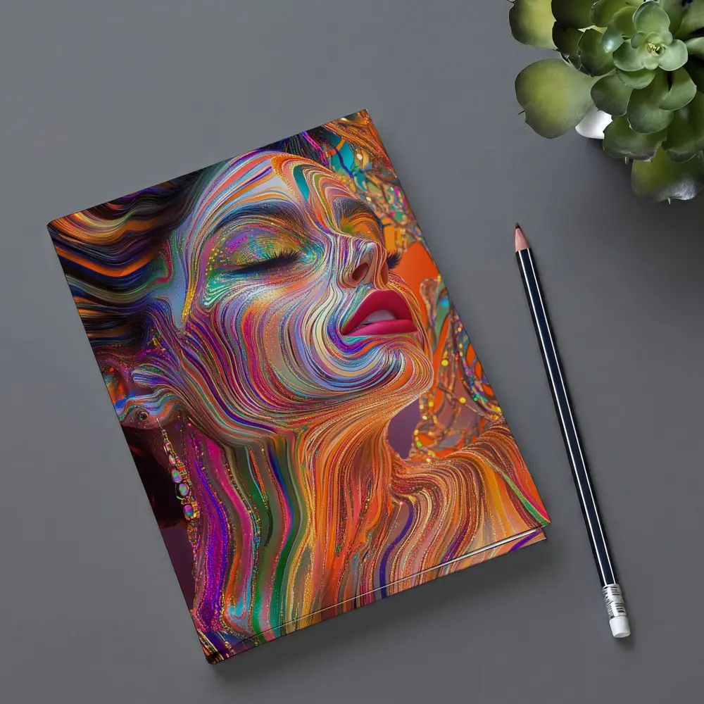 Colorful Swirling Paint Woman Face Art – Notebooks