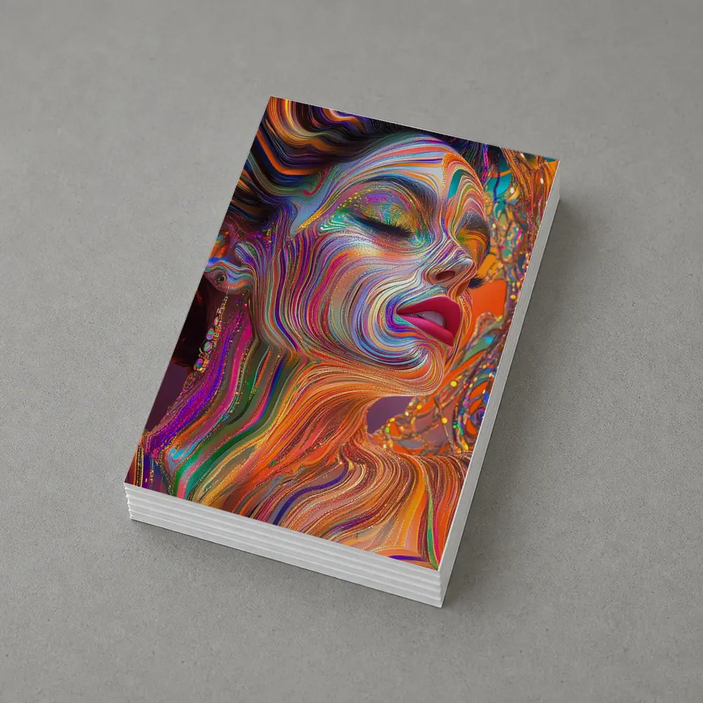 Colorful Swirling Paint Woman Face Art – Postcards