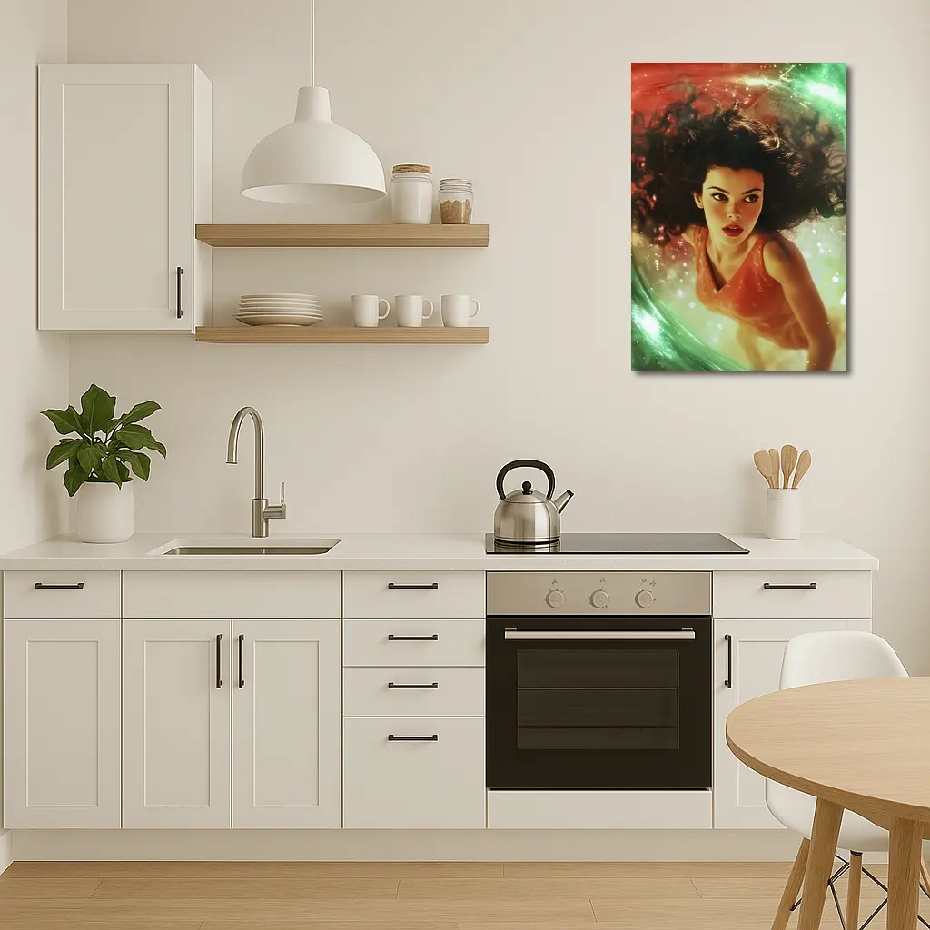 Woman Floating in Cosmic Swirl Fantasy – Wall Art