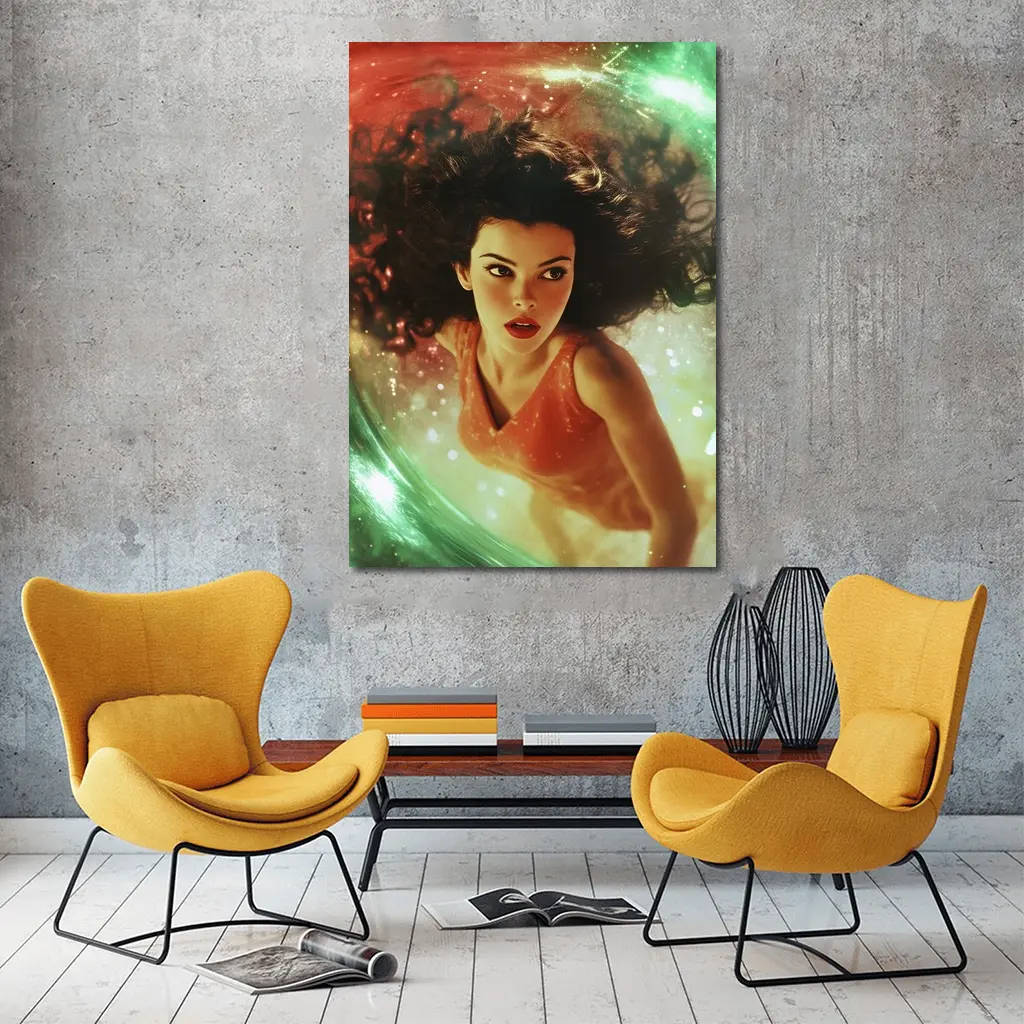 Woman Floating in Cosmic Swirl Fantasy – Wall Art
