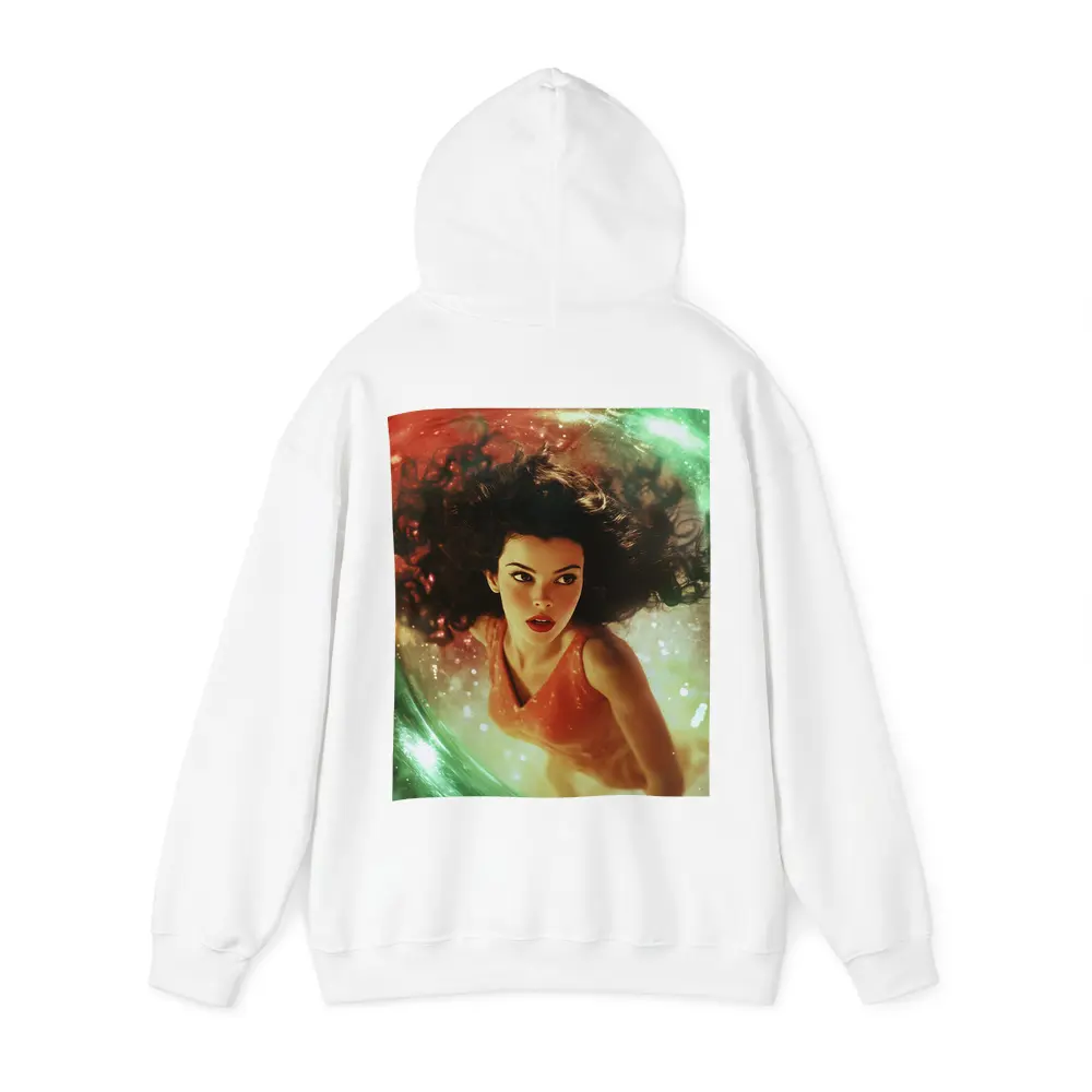 Woman Floating in Cosmic Swirl Fantasy – Hoodies
