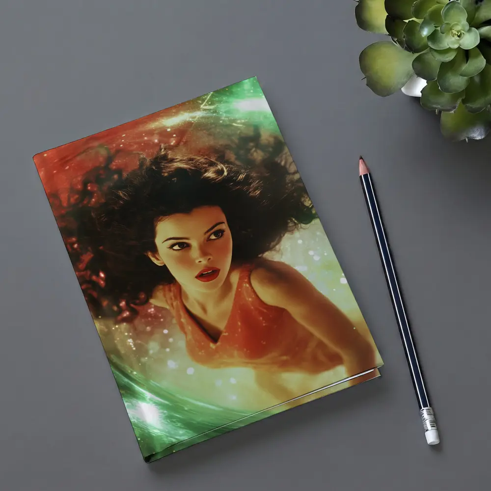 Woman Floating in Cosmic Swirl Fantasy – Notebooks