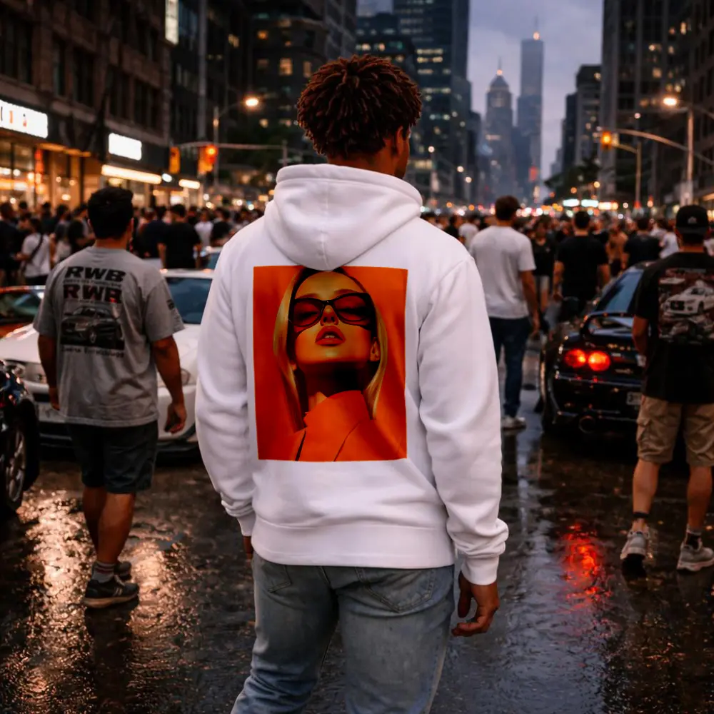 Blonde Woman Orange Sunglasses Bold Fashion – Hoodies