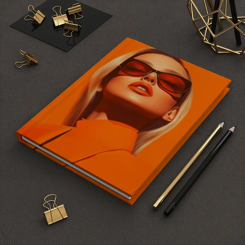 Blonde Woman Orange Sunglasses Bold Fashion – Notebooks