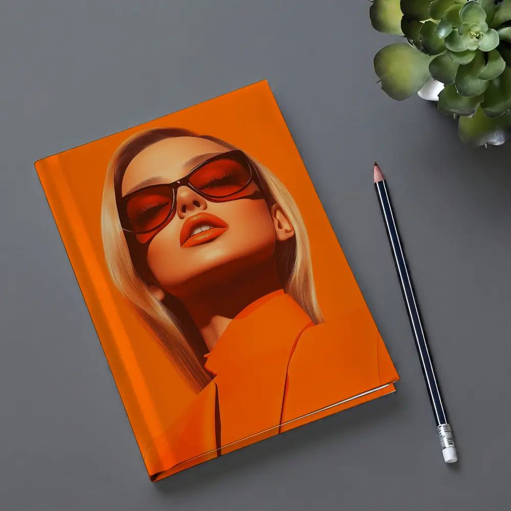 Blonde Woman Orange Sunglasses Bold Fashion – Notebooks