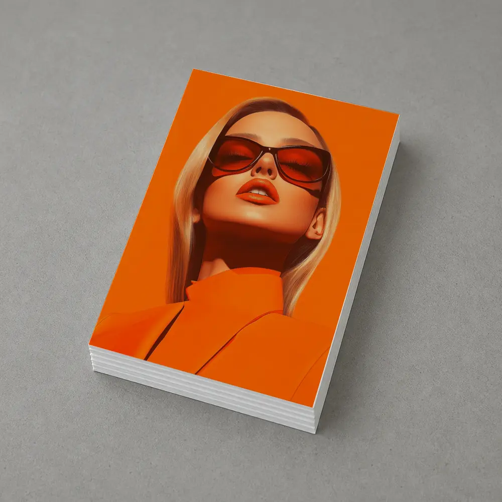 Blonde Woman Orange Sunglasses Bold Fashion – Postcards