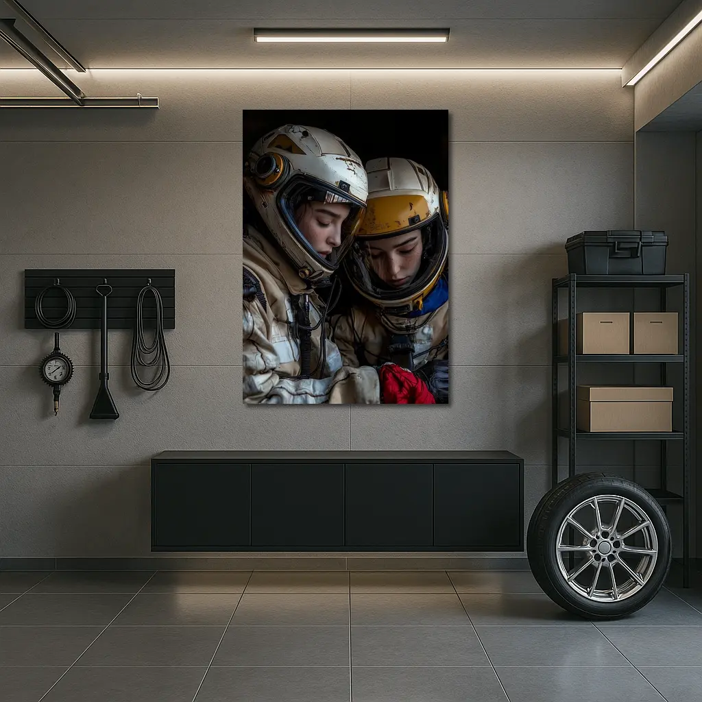 Two Astronauts In Worn Space Suits – Wall Art