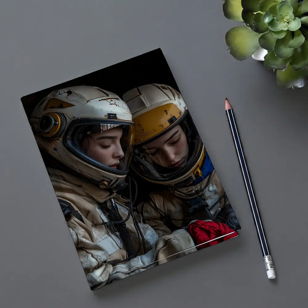 Two Astronauts In Worn Space Suits – Notebooks