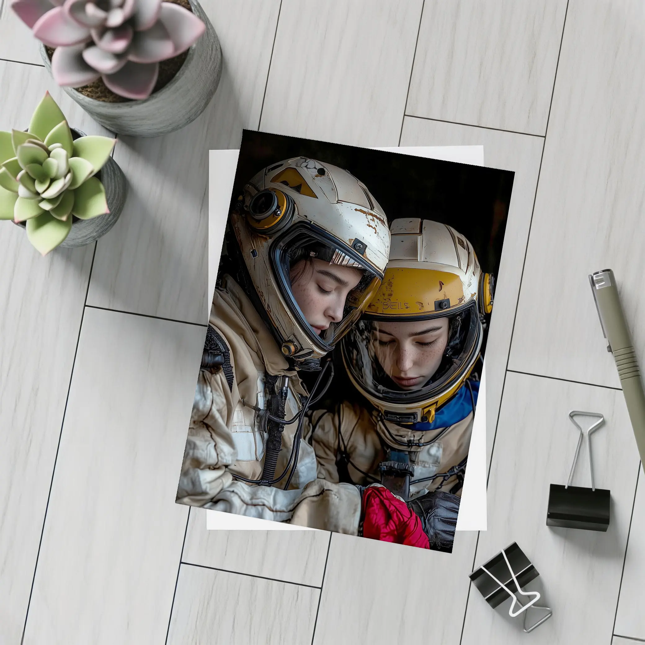 Two Astronauts In Worn Space Suits – Postcards