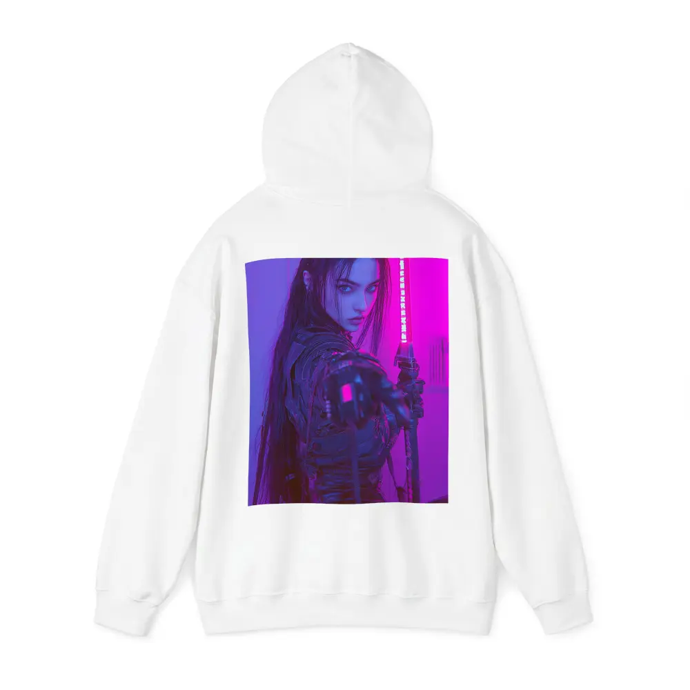 Cyberpunk Warrior Woman Neon Purple Light – Hoodies