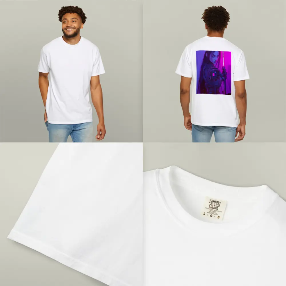 Cyberpunk Warrior Woman Neon Purple Light – T-Shirts
