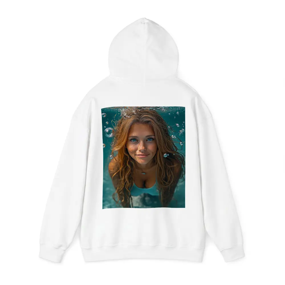 Young Woman Swimming Underwater Blue Pool – Hoodies