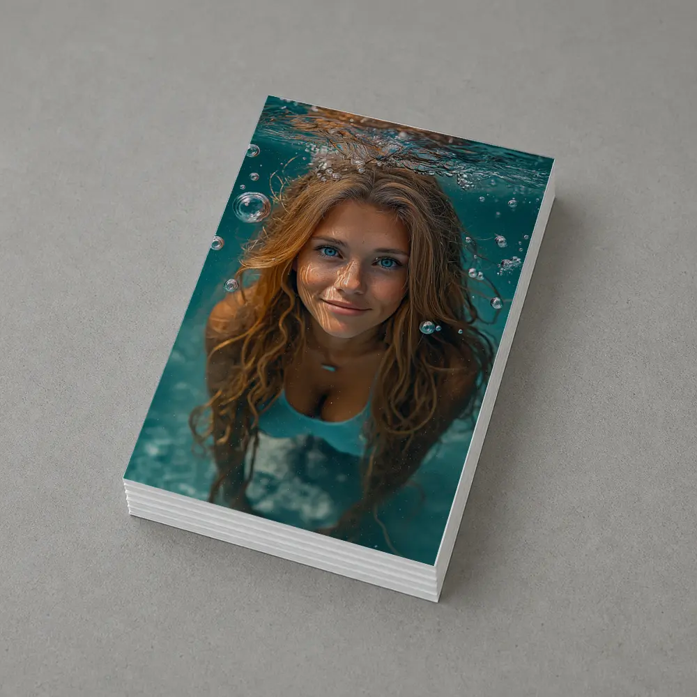 Young Woman Swimming Underwater Blue Pool – Postcards