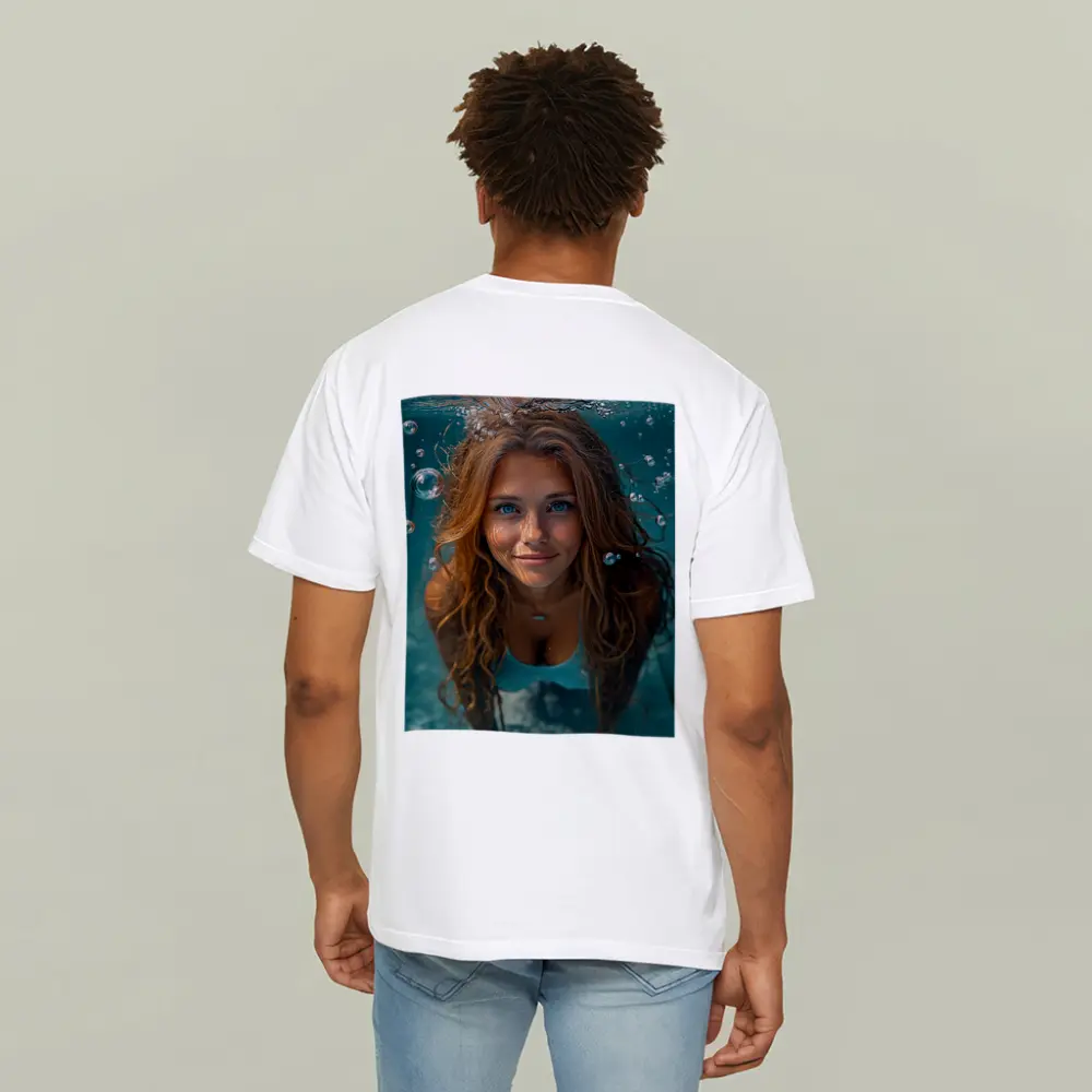 Young Woman Swimming Underwater Blue Pool – T-Shirts