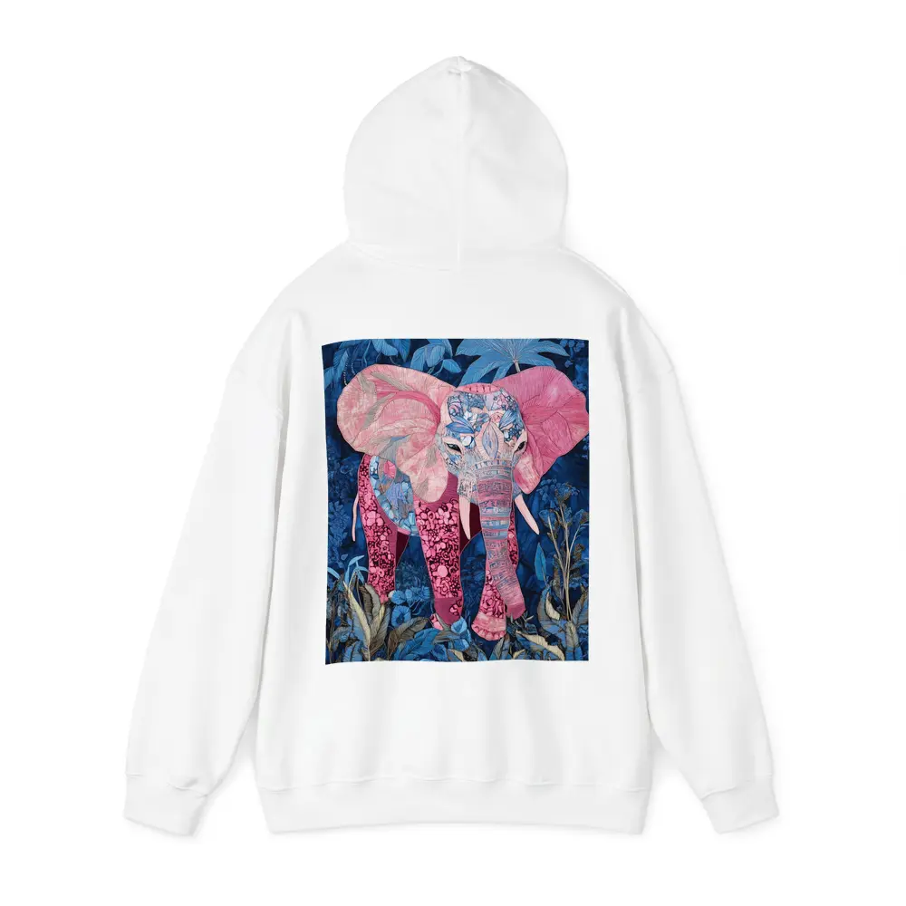 Pink Elephant Patchwork Art Blue Tropical Jungle – Hoodies