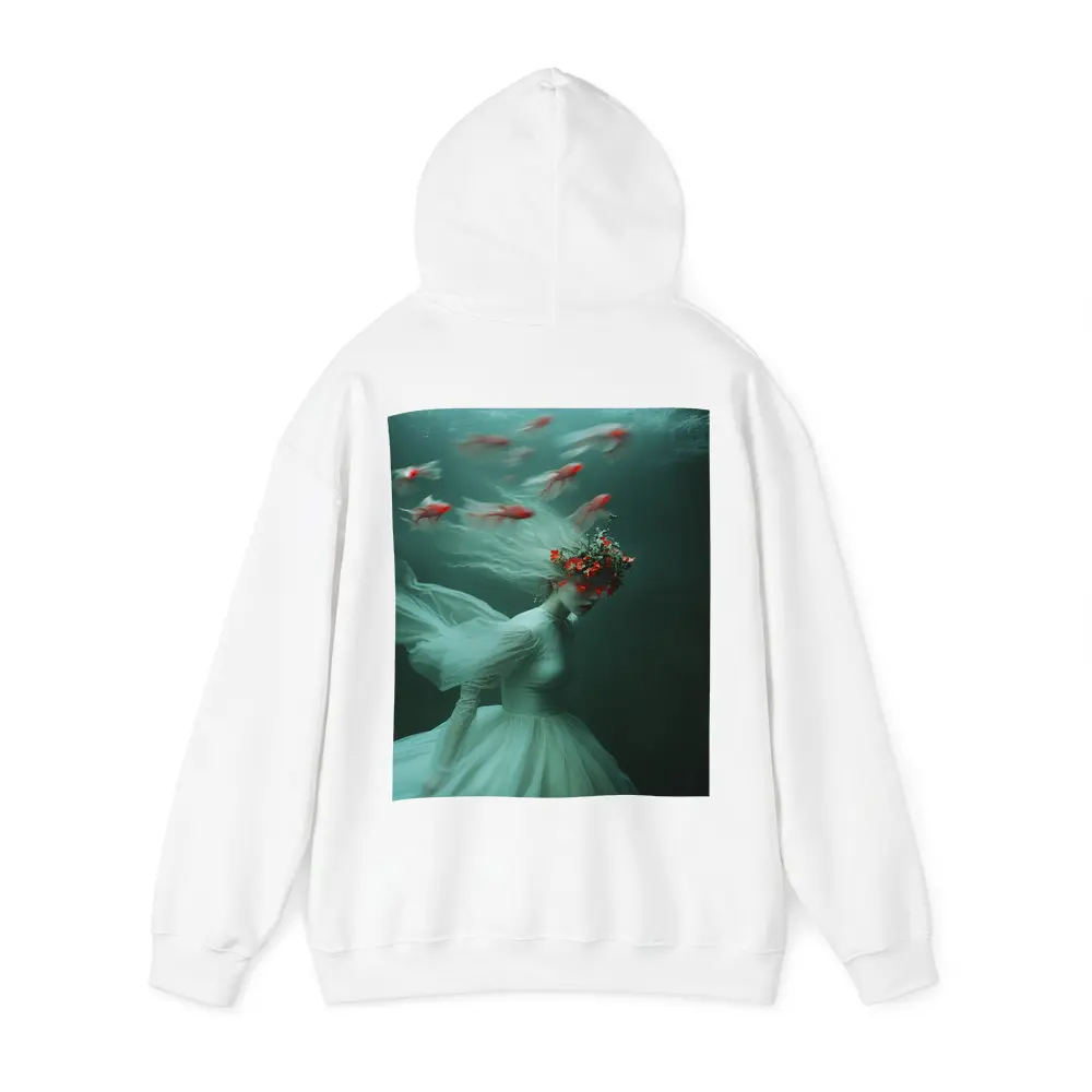 Woman Underwater White Dress Red Fish – Hoodies