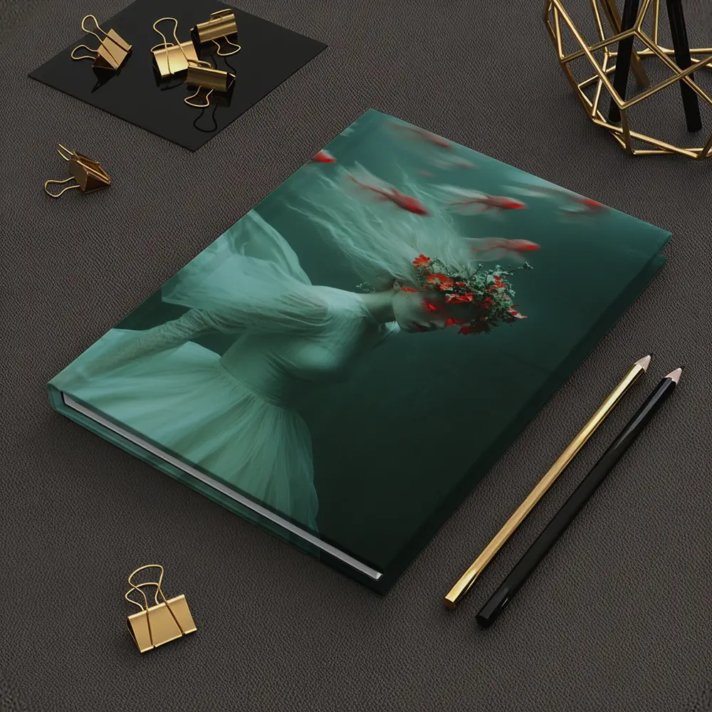 Woman Underwater White Dress Red Fish – Notebooks