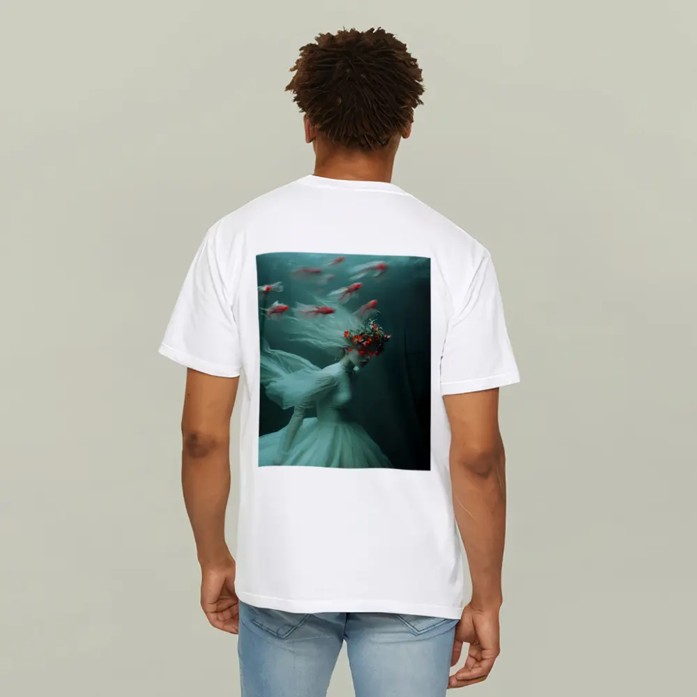 Woman Underwater White Dress Red Fish – T-Shirts