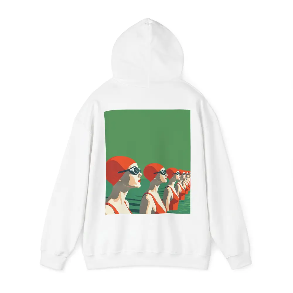 Retro Swimmers Red Caps Green Water – Hoodies