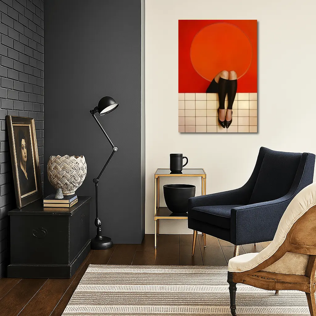 Woman Legs Red Wall Circle Geometric – Wall Art