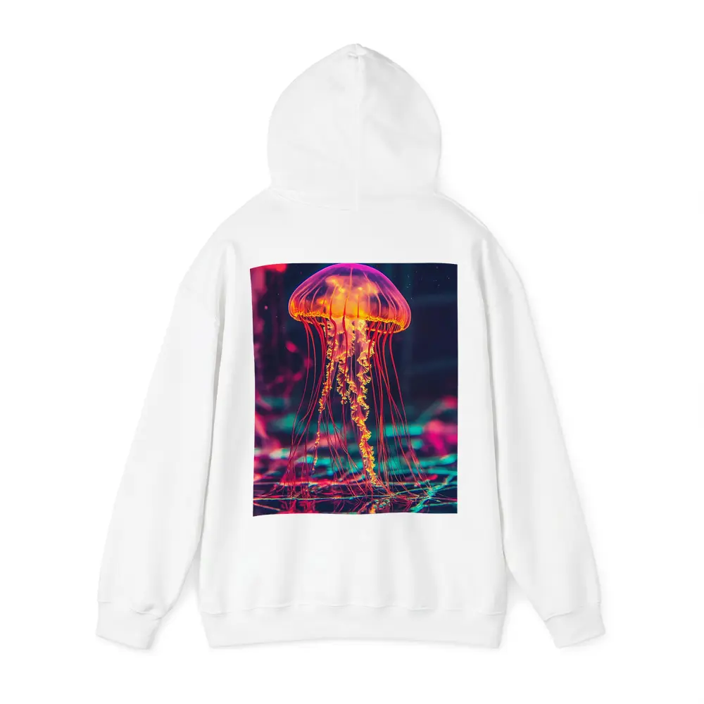 Neon Jellyfish Glowing Dark Cyberpunk Ocean – Hoodies