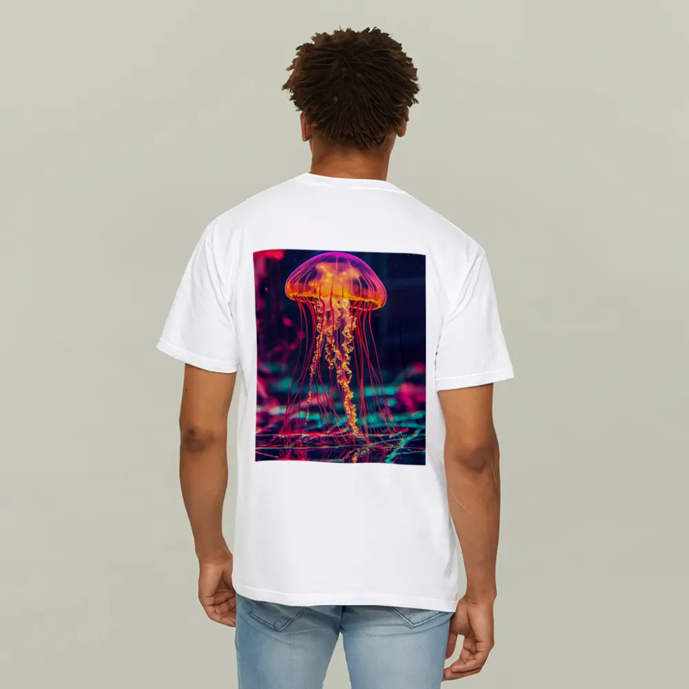 Neon Jellyfish Glowing Dark Cyberpunk Ocean – T-Shirts