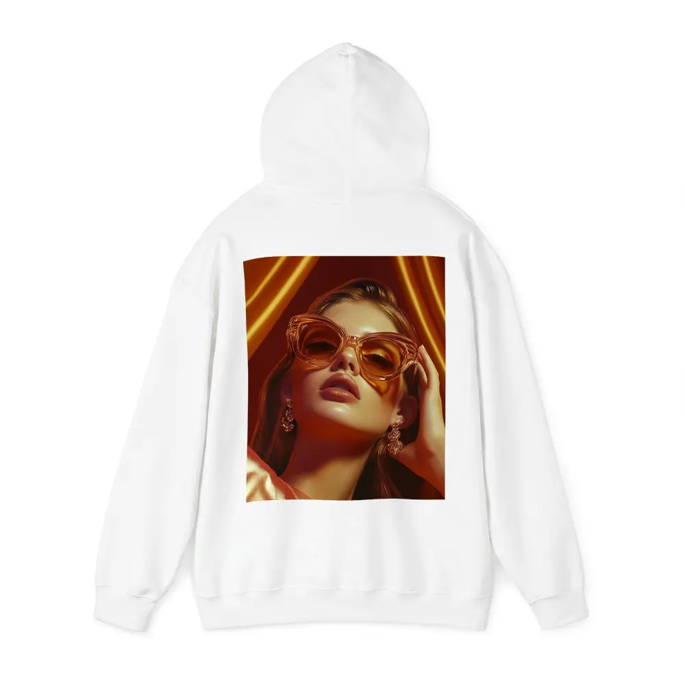 Woman Orange Cat Eye Sunglasses Gold Backdrop – Hoodies
