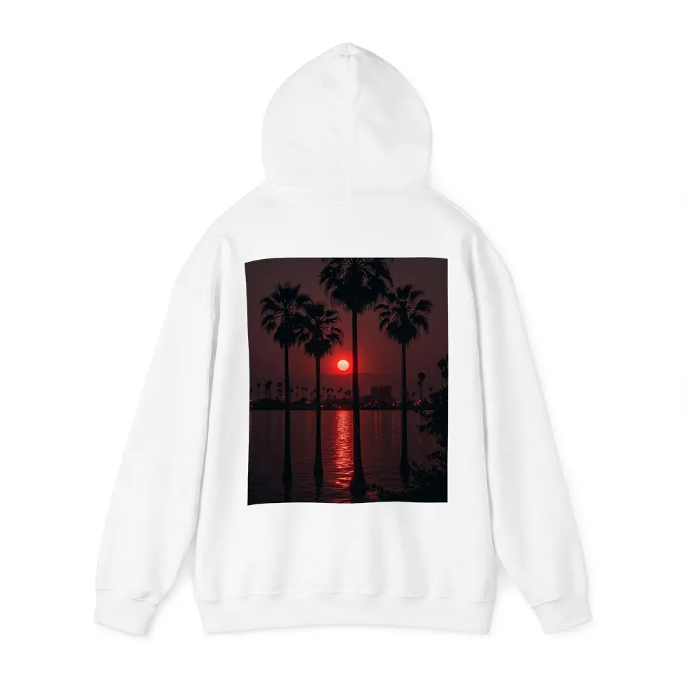 Red Sunset Palm Trees Coastal City View – Hoodies