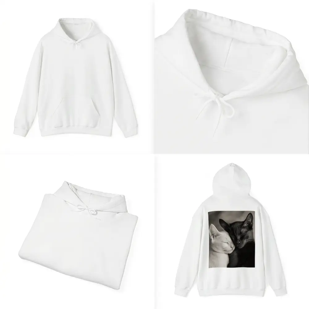 Black And White Cats Cuddling Together – Hoodies
