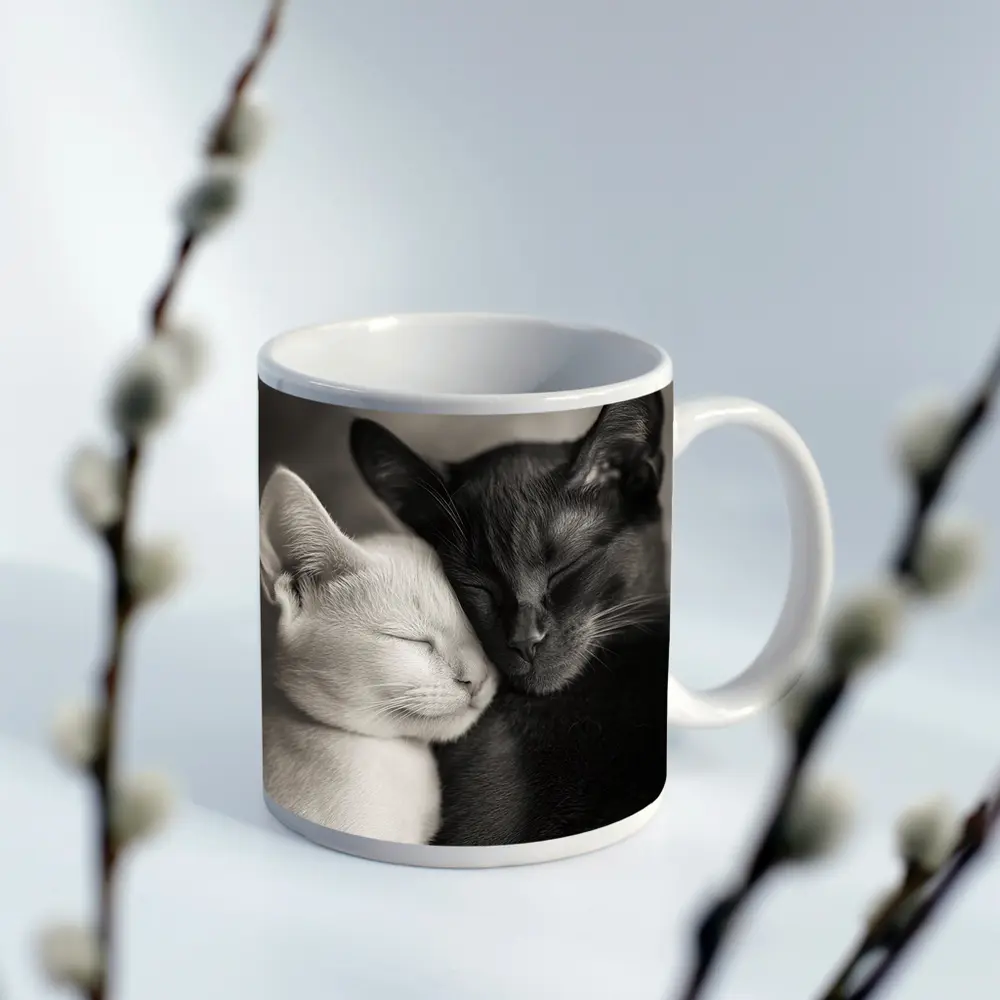 Black And White Cats Cuddling Together – Mugs