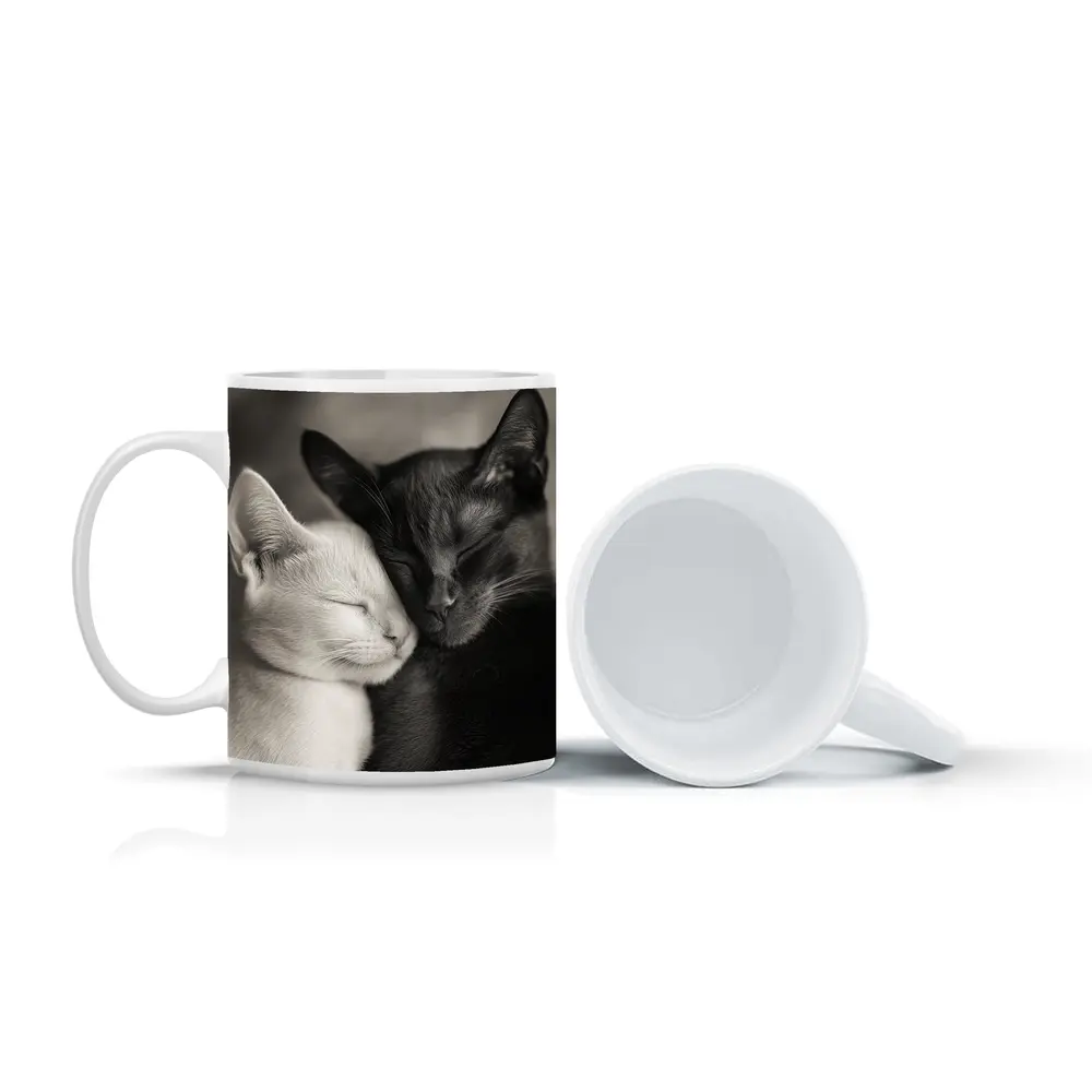 Black And White Cats Cuddling Together – Mugs