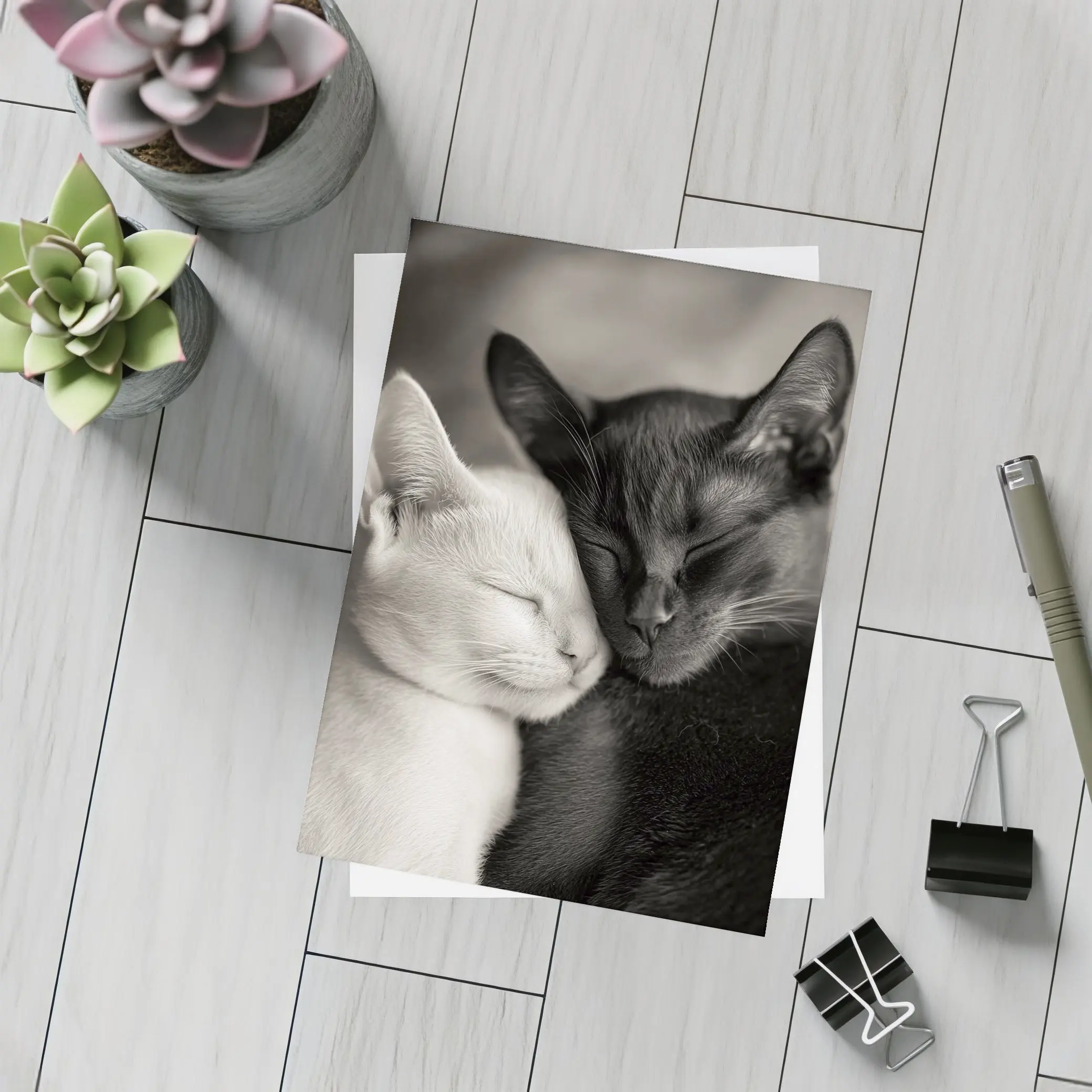 Black And White Cats Cuddling Together – Postcards
