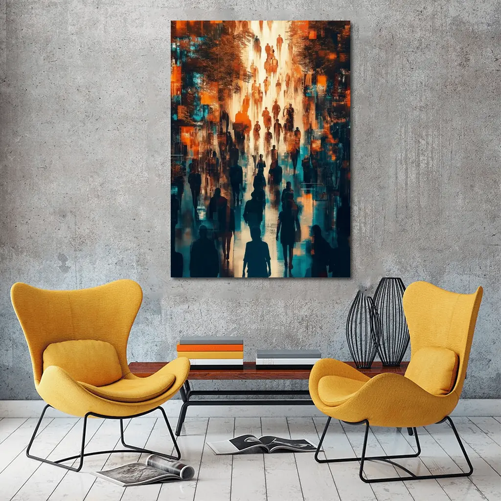 Urban Crowd Street Walk Abstract Art – Wall Art