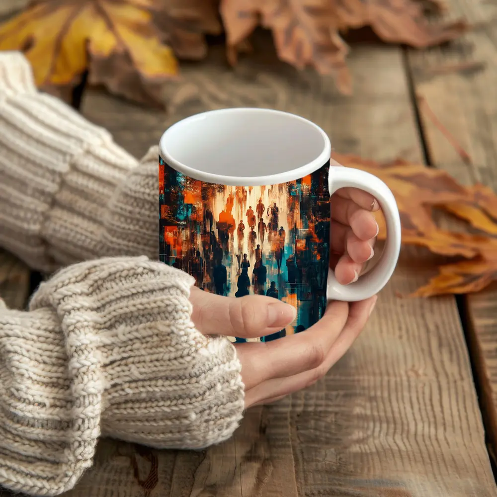 Urban Crowd Street Walk Abstract Art – Mugs