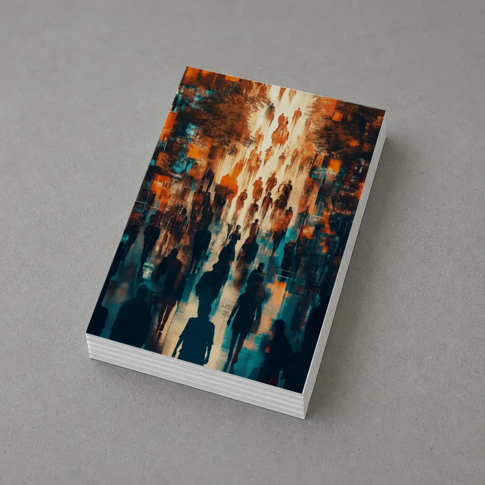 Urban Crowd Street Walk Abstract Art – Postcards