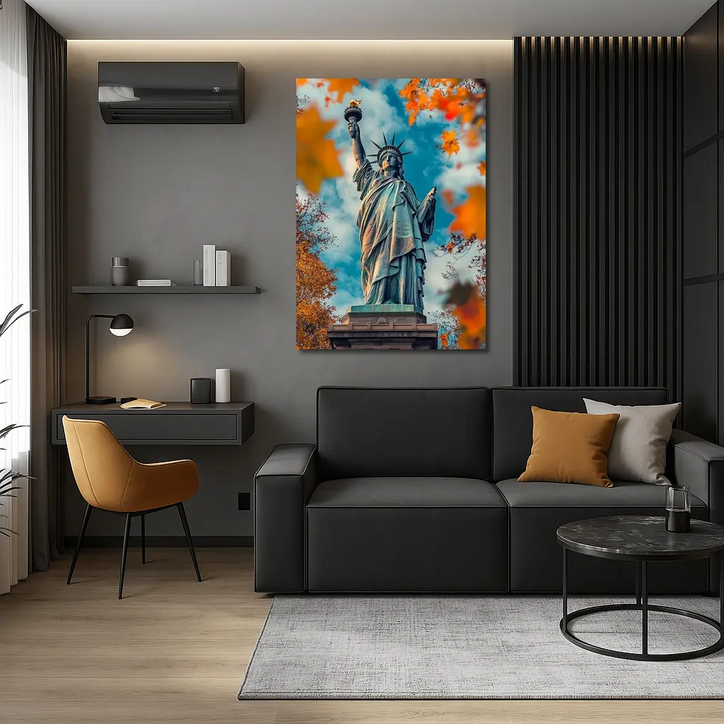 Statue of Liberty Autumn Foliage Sky – Wall Art