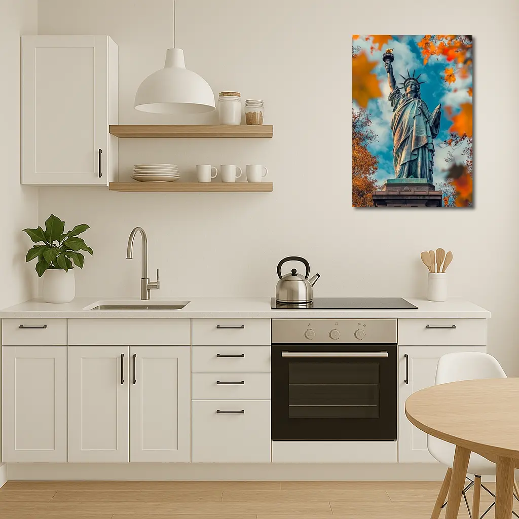 Statue of Liberty Autumn Foliage Sky – Wall Art
