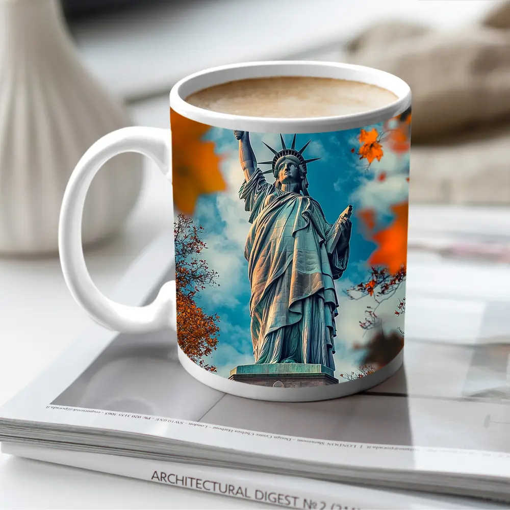 Statue of Liberty Autumn Foliage Sky – Mugs