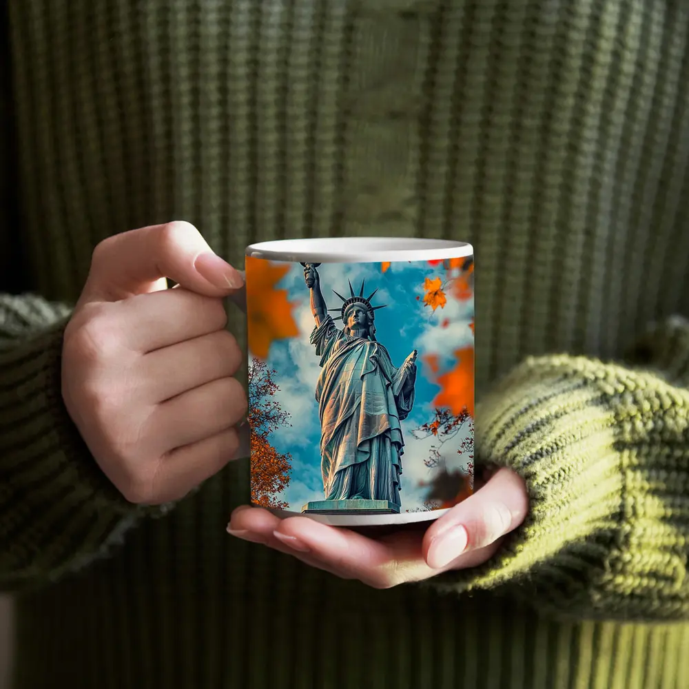 Statue of Liberty Autumn Foliage Sky – Mugs