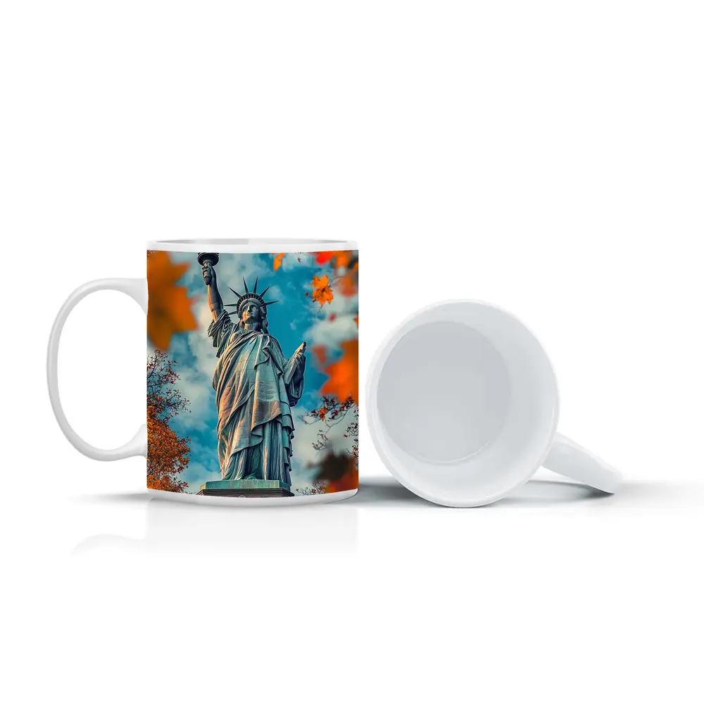 Statue of Liberty Autumn Foliage Sky – Mugs