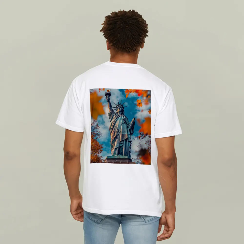 Statue of Liberty Autumn Foliage Sky – T-Shirts